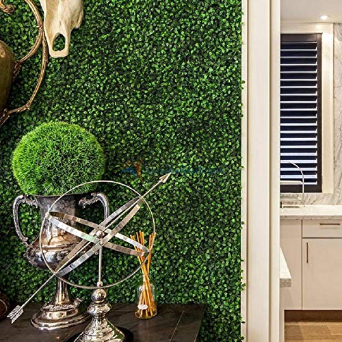 TANG 20"x20"-1PC Artificial Greenery Boxwood Panels Grass Wall Panel, Faux Privacy Fence Ivy Screens Backdrop Fake Hedge for Indoor Outdoor Wedding Décor, Dark Milan Boxwood Panel - color: Dark Milan Boxwood Panel, size: 20"x20"