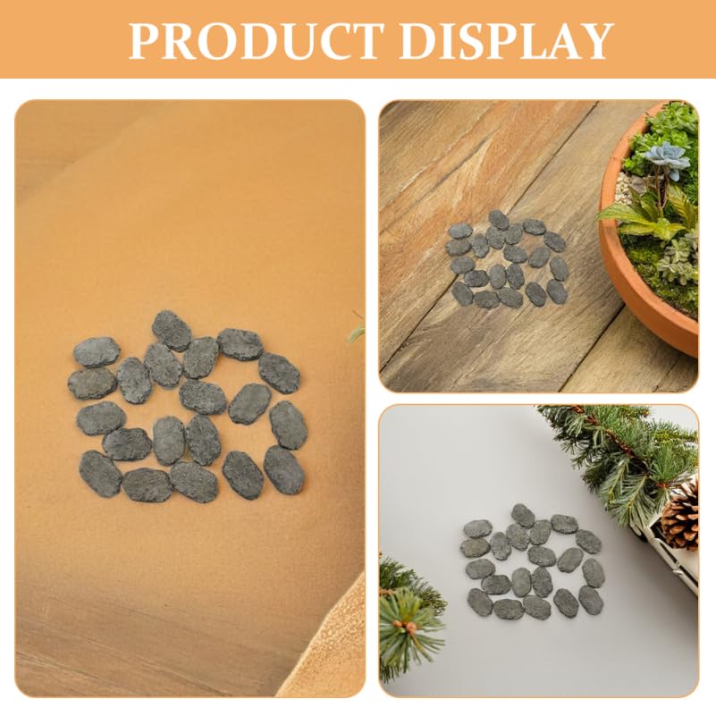 UKCOCO 20Pcs Miniature Stepping Stones for Fairy Garden Accessories DIY Bonsai Micro Landscape Resin Rock Decorations for Garden Pathways and Aquarium Ornaments