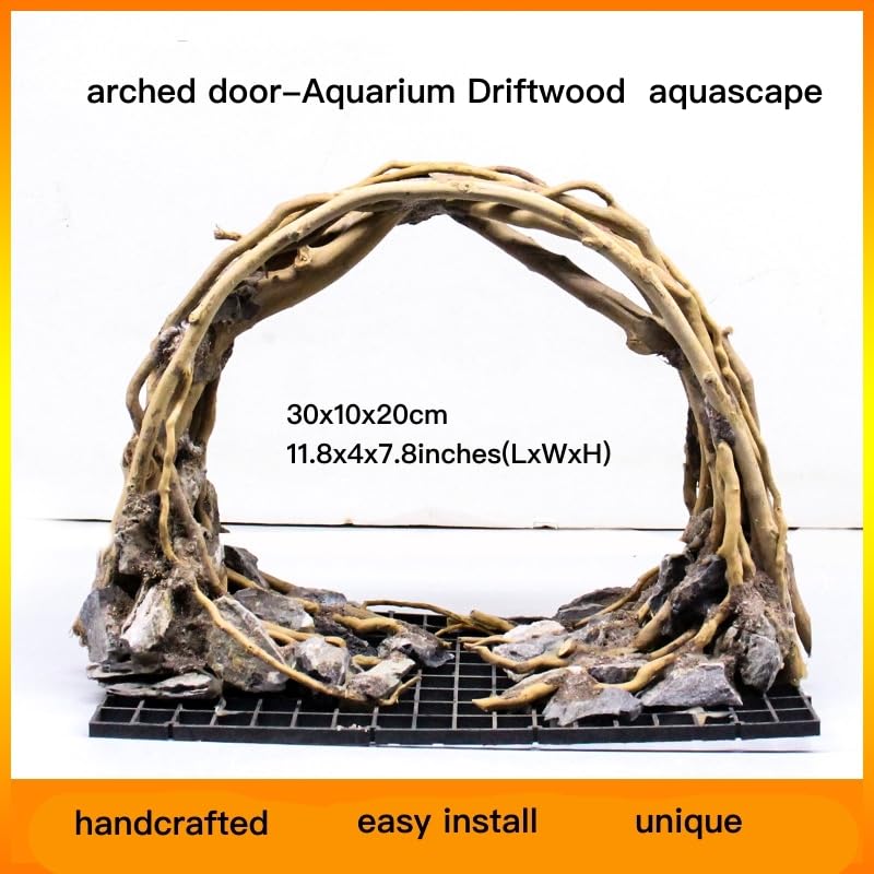 AWXZOM Aquarium Driftwood Centerpiece Aquarium Landscape, Handcrafted!!! Fish Tank hardscape Landscape (Small Silent Cave)
