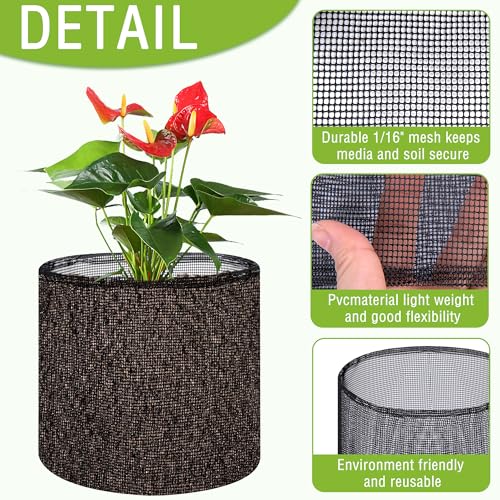 4 Pcs Aquatic Pond Planting Bags-7.1" H x 7.2" Dia Reusable Mesh Water Garden Pond Plant Pot-Breathable Black Round Lily Plant Pots for Pond Bog Plant Garden Terrestrial Plant - color: Black, size: Round