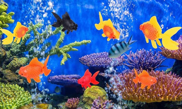 3 Pcs Fake Floating Fishes Plastic Fake Goldfish Artificial Aquarium Fishes Colorful Realistic Artificial Moving Fish Ornament Decorations for Aquarium Fish Tank, Aquarium Décor (Black) - color: Black