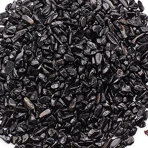 Cherry Tree Collection 1/2 Pound Polished Tumbled Gemstone Chips, Pebbles, Crystal Chips Bulk for Jewelry Making, Healing, Plants, Succulents, Aquariums, Decoration, Chakra (Black Tourmaline) - color: Black Tourmaline