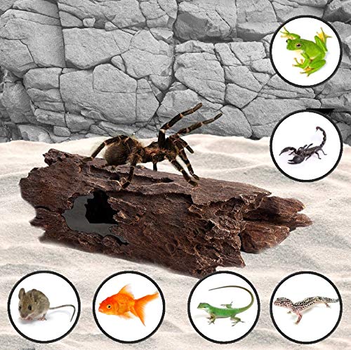 Orchid Valley Reptile Hide, Fish Tank Accessories. Medium 10" Hollow Log for Aquarium, Lizard Hide Tank Decoration, Natural Looking Habitat or Betta Fish Tank Decoration for Hiding - size: Medium