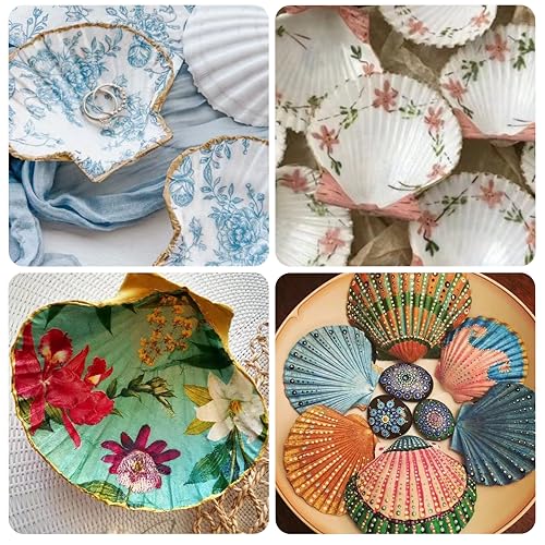 6PCS Natural Seashells 4.5"-5" White DIY Scallop Shells for Home Decor - Sea Shells for Painting, Baking, Beach Party, Fish Tank, Ocean Crafts, Beach Wedding Decor - color: 6pcs