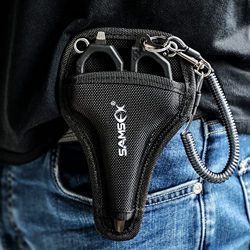 SAMSFX 6.5in Fishing Scissors with Non-Slip Grip Handles and Micro Serrated Edges, Multi-Function Shears with Nylon Sheath