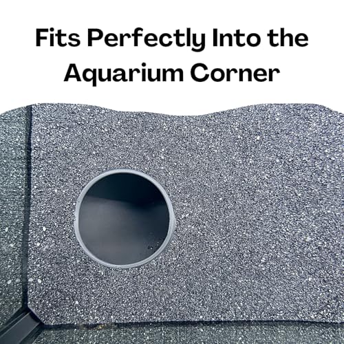 Lucky Critter Aquarium Underground Corner Cave Natural Curve | Viewing Fish & Shrimp Under Gravel Tunnel | Fish Tank Decor Decoration Hideout Perfect for Corydora Catfish, Kuhli Loach, Pleco - color: Black