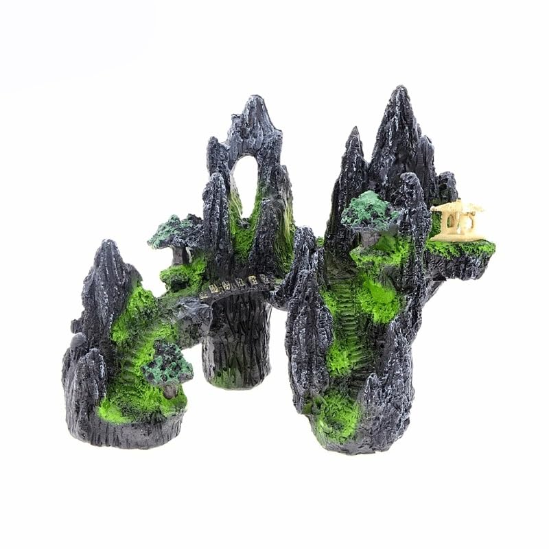 Large Mountain View Aquarium Ornament Tree House Cave Bridge Decoration for Fishes Stone Rock Accessories
