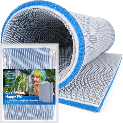 Borlech 8-Layer Fast-Acting Aquarium Filter Pad - Cut-to-Size Aquarium Floss Media for Fish Tank, Pond, Sump - Fast Water Polishing in Hours (23.62"x15.75"x0.6", 1 Pack) - size: 23.62"x15.75"x0.6" (1 Pack)