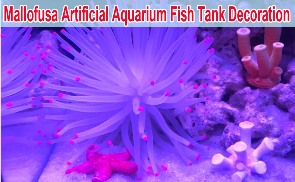 Artificial Aquarium Fish Tank Decoration Silicone Sea Anemone Artificial Fish Tank Ornament Decoration (White) - color: White