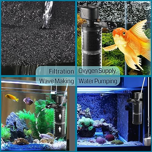SainSmart XpertMatic 15W Aquarium Filter 2 Stages 238 GPH (900L/h) for Up to 70 Gallon Fish Tank, Submersible Internal Tank Filter and Water Pump, Power Filter for Fish Tank, Aquarium, Pond - size: 15W(238GPH) for Up to 70 Gallon