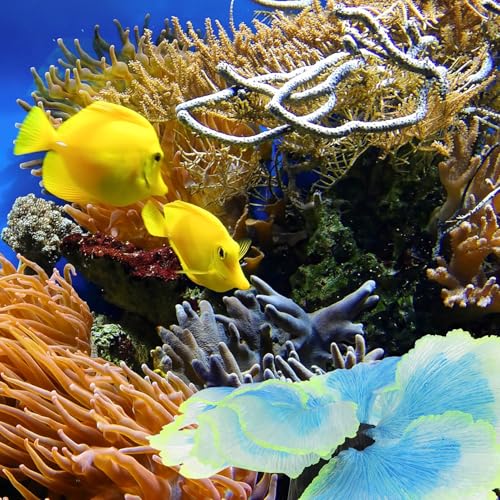Cabilock Fish Tank Adornment Vivid Aquatic Plant Decor Blue Silicone Plastic Water Grass Ornament for Aquarium Landscape Decoration