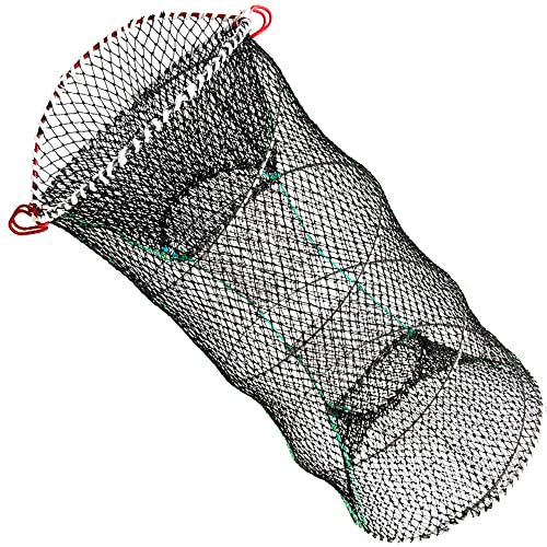 Drasry Crab Trap Bait Lobster Crawfish Shrimp Portable Folded Cast Net Magic Collapsible Fishing Traps Nets Accessories for Blue Crabs - color: Black, style: 2pcs 37.4 * 19.6in (0.66 Mesh)
