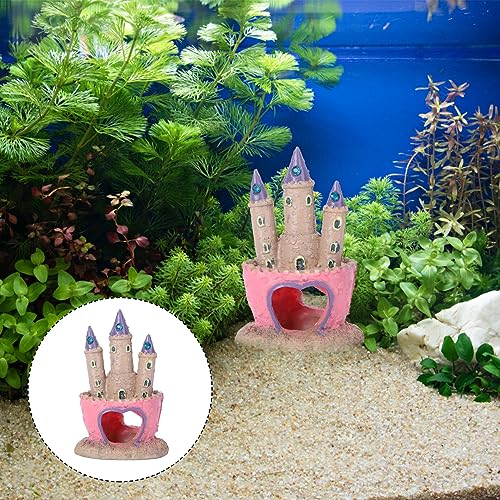 Mipcase Cartoon Castle Aquarium Decoration with Hidden Fish Cave Small Fish Tank Ornament for Freshwater and Saltwater Betta Tank Accessories