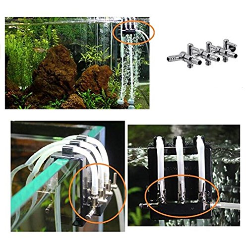 2pcs 3- Way Aquarium Chrome Metal Gang Manifold Air Line Control Valve Air Tap Air Splitter