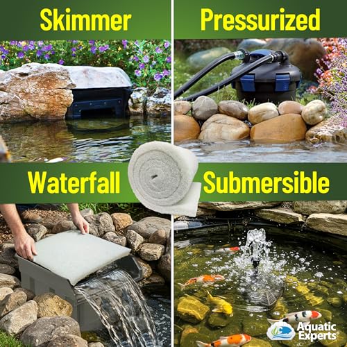 Aquatic Experts Classic Koi Pond Filter Pad FINE - White Bulk Roll Pond Filter Media, Ultra-Durable Pond Filters for Outdoor Ponds, Reusable Fish Pond Filter Material, USA, (18" x 36", Fine (White)) - size: 18" x 36"