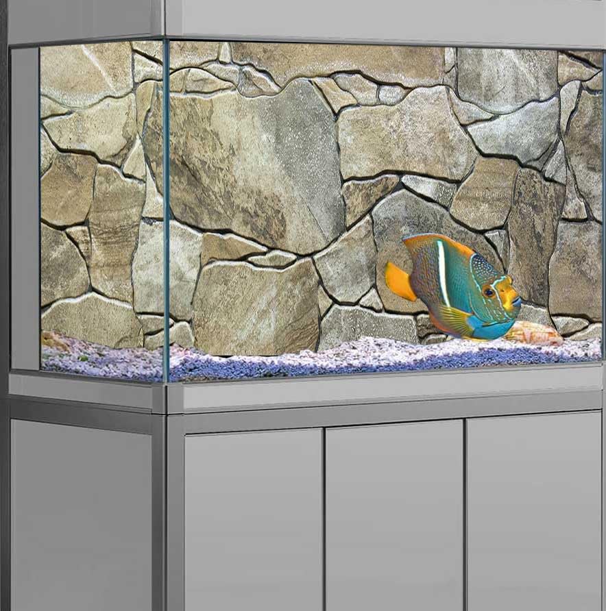 30X12IN Marble Aquarium Background, Art Marble Aquarium Background, Natural Marble Glass Terrarium Background with 8 EVA Double-Sided Tape - color: Stone, size: 30X12in/75X30cm