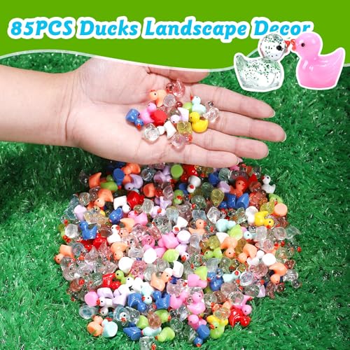 85 Pcs Mini Ducks Tiny Resin Ducks Glitter Little Animals Figurines Bulk for Micro Landscape Aquarium Ornaments Kit Dollhouse Decor Crafts Garden Accessories - color: Ducks, size: 85 Pcs