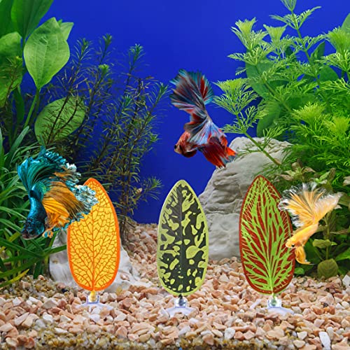 5pcs Betta Fish Leaf Pad Mushroom Silicone Betta Bed Realistic Betta Resting Leaves Mushroom Betta Decor for Small Fish Tank Aquarium Decorations (3 Leaf+2 Mushroom) - color: 3 Leaf+2 Mushroom