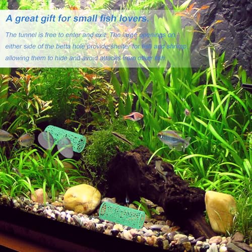 Betta Fish Hammock Bed with Tunnel Hideout, Aquarium Fish Tank Hammock with Suction Cups, Betta Fish Hide Cave for Shrimp Small Fish Decor (Green) - color: Green