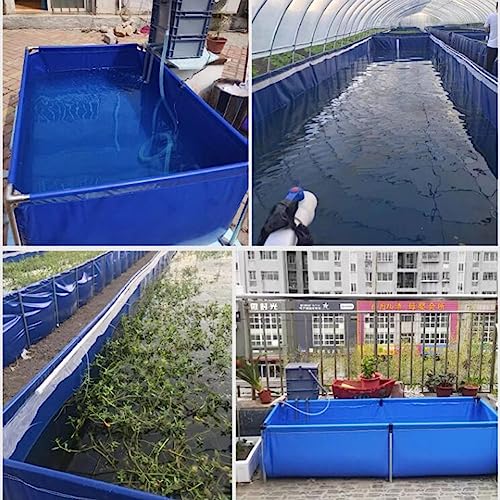 Outdoor Aquarium Water Tank PVC Canvas with Stand Collapsible Water Bucket for Camping Washing Fishing Fish Culture Seafood, Rectangle Pool Above Ground(1.5X1X0.8m) - size: 1.5X1X0.8m