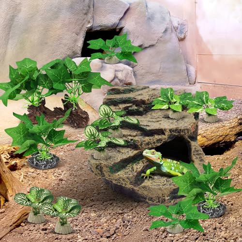 GOZILLA Silk Fish Tank Plants,Reptile Artificial Plant,Reptile Plants for Terrarium,Aquarium Decorations Accessories Set,Resin Driftwood Artificial Silk Aquarium Plant for Fish Tank.(11PCS/C-Set) - color: 11pcs/C-set