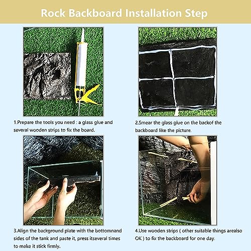 4pcs Rock Terrarium Background,3D Reptile Tank Background Board,Amphibian Stereo Backdrop Wall,Lizard Snake Gecko Spider Chameleon Turtle Fish pet silo Background Decorative Panel - color: yellow-11.8"*8.8"（4pcs）