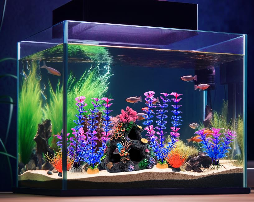Aquarium Coral Rock Mountain Cave Set Fish Tank Decoration Coral Ornament Aquarium Plant Fish House for Betta Rest Hide
