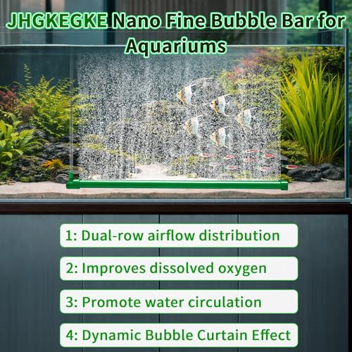 Aquarium Air Bubble Bar, 10.2 Inch Double Row Fine Micro Air Bubble Curtain Wall, Self-Sinking Design High Dissolved Oxygen Diffuser Fish Tank Bubbler for Freshwater Saltwater Hydroponics - size: 10.2 Inch