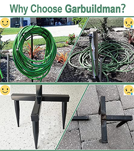 Garbuildman Garden Hose Holder with 3 Spikes, Freestanding Metal Hose Stand for Outdoor Garden, Detachable Hose Storage Rack for Lawn & Yard, Volcano Black - size: 3-Spike Volcano