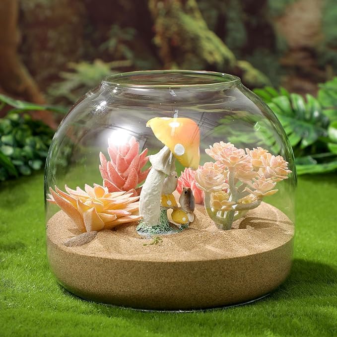 Cork Bottle Fish Bowl Vase Terrarium Bowl Jars with Lids Hydroponic Plants Container Small Fish Tank Cookie Jar