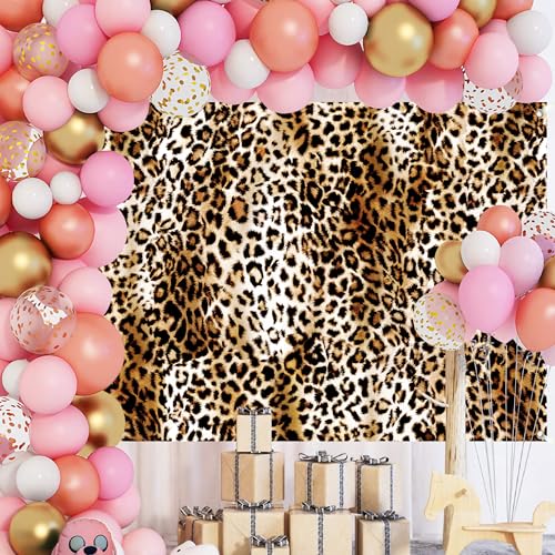 Leopard Wall Backdrop 10x5 FT Brown Cheetah Print Backdrops Animal Pattern Background for Photography Cheetah Birthday Party Decorations Photo Booth Prop Supplies - color: Brown, size: 10x5 FT