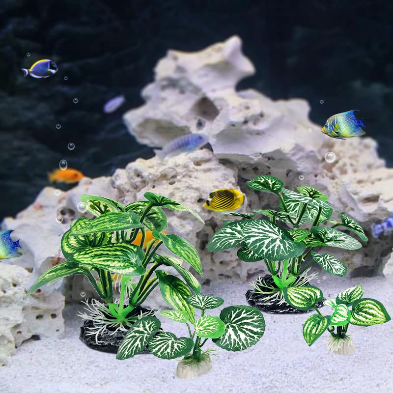 4PCS Aquarium Plants Betta Fish Tank Decorations Small Size Soft Faux Silk Aquarium for Hiding Fish Reptil - color: A-4pcs Set/Green