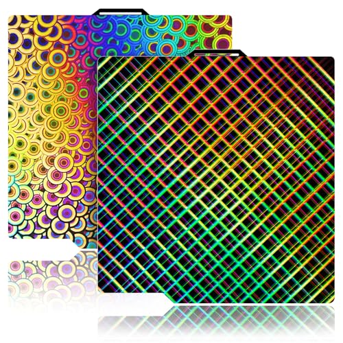New Upgraded Build Plate for Bambu Lab X2D/A1/X1C/X1/X1E/P1P/P1S/P2S Build Plate 3D Printer, Smooth Kaleidoscope+Smooth Skynet Spring Steel Plate Flexible Plate 257x257mm for Bambu 3D Printers - color: H5H(Kaleidoscope+Skynet), size: For X2D/P2S/ X1/X1C/X