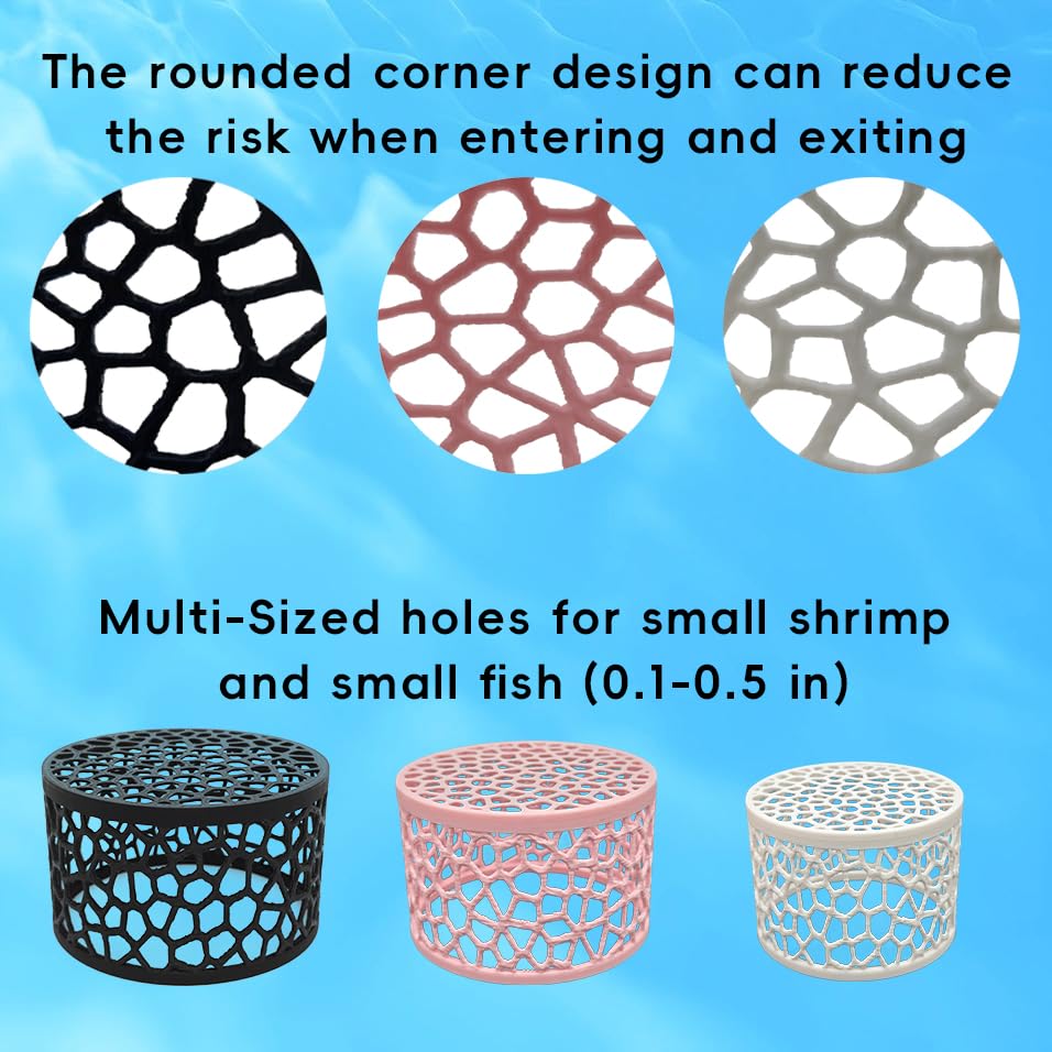 3Pcs Shrimp Dome Hide, Shrimp Hides for Aquarium, Betta Fish Hideout, Betta Habitat Tank Ornament Accessories, Aquarium Decor for Small Fish Guppy Hiding Resting (Black ，Pink, White)