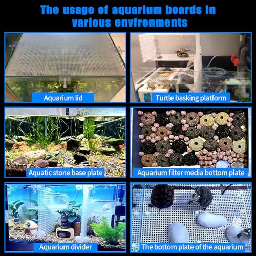 Adjustable Aquarium Fish Tank Divider Filter Bottom DIY Plastic Grid Fish Tank Isolation Board Plastic Egg Crate Tray(White, 4pcs 11.8X5.9 Inch with 0.15 Inch Hole) - color: White, size: 4pcs 11.8X5.9 Inch with 0.15 Inch hole