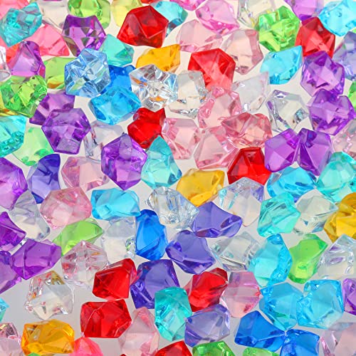 PMLAND Clear Fake Ice Rocks – 550 Pcs Large Multicolor Acrylic Gems Crushed Plastic Diamonds, 3Lbs/2.25 Quarts Bulk Vase Filler for Centerpieces Wedding Theme Décor Aquarium Table Scatter - color: Assorted