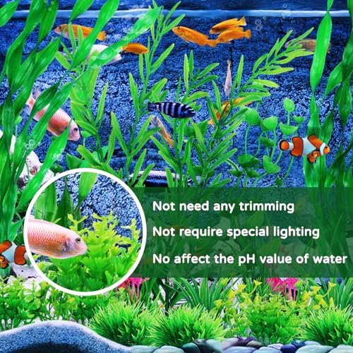 QUOZUO Green Fish Tank Decor Aquarium Plants, 25pcs Fish Tank Decorations Plants, Fish Tank Accessories, Aquarium Decor Artificial Plants, Small to Large