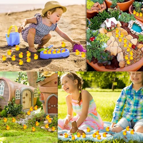 Arcimatto 240 Pack Mini Ducks Tiny Resin Duck Bulk, Decor Duck Figures for Miniature Dollhouse Decor Garden Aquarium Potted Ornament, DIY Charm Crafts Hide and Seek Prank Party Favor Toys Gag Gifts - style: Yellow Ducks