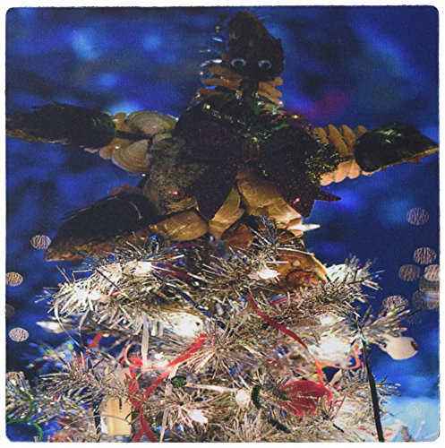 3Drose 8 X 8 X 0.25 Inches Mouse Pad a Christmas Tree Lit Up with Silver and White and a Blue Background From An Aquarium (mp_52631_1)
