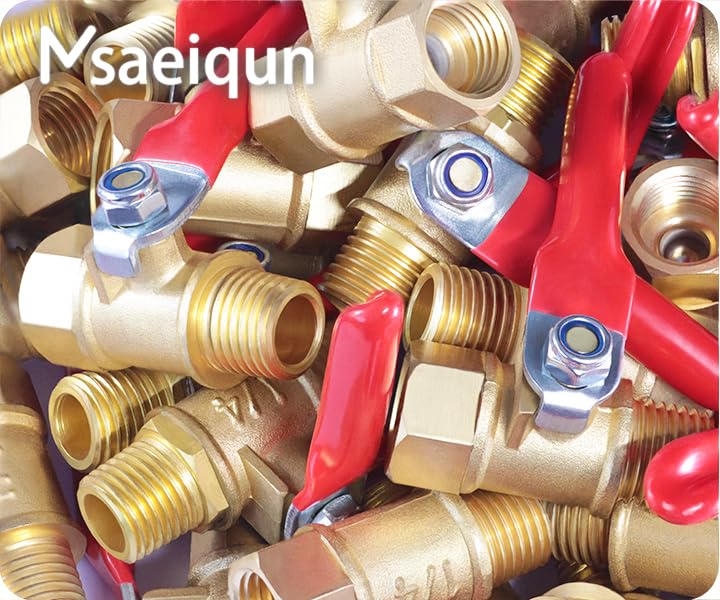 2PCS 1/4 Inch Brass Ball Valve Shut Off Switch, Hose ID x NPT Male Thread Pipe Fitting Air Compressor Barb Valve (1/4 Hose ID - Male 1/4 NPT) - color: Red and Blue, size: 1/4 Hose ID - 1/4 MNPT