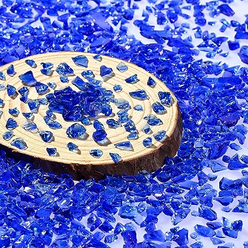 Dark Blue Broken Glass Pieces,3-6mm Crushed Glass Chips for Resin Art Making,Flower Pots Vase Filler and Aquarium Fish Tank Gravel Home Decorations(1.2 Lb) - color: Dark Blue