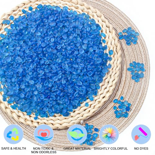 Keedolla 0.5 Lb Blue Glass Aquarium Rocks Fish Tank Gravel Bulk Polished, 6-9mm Frosted Sea Glass Stones Marbles for Aquarium Decor Rocks, Vase Fillers, DIY Crafts - color: Sea Blue, size: 0.5 LB