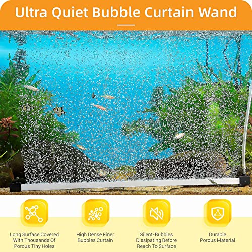 hygger Bubble Curtain Wall Aquarium Air Stone Kit, Fish Tank Air Bubbler Dissolved Oxygen Aerator Stone with Air Tubing Diffuser Fish Tank Decoration for Saltwater Freshwater 16-in