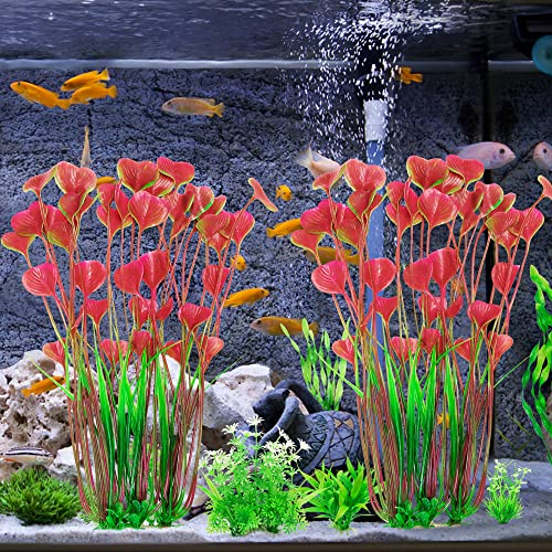 MyLifeUNIT Aquarium Plants, 2 Pack Tall Plastic Plants for Fish Tank Decorations, 15.75 Inches (Pink) - color: Pink