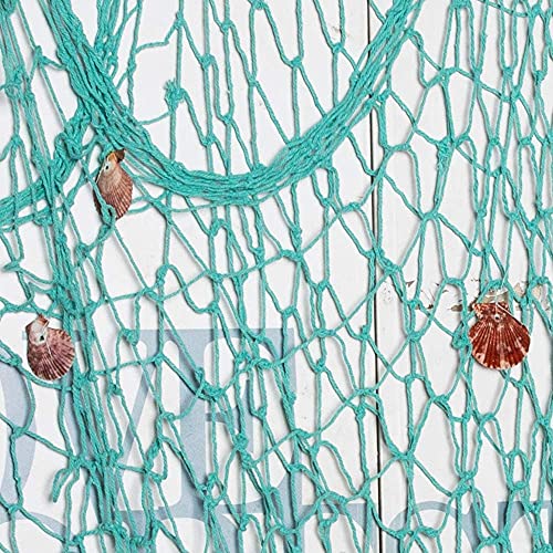 Nature Fish Net Wall Decoration with Shells, Ocean Themed Wall Hangings Fishing Net Party Decor for Pirate Party,Wedding,Photographing Decoration (2pack-Aqua/Aqua) - color: 2pack-aqua/Aqua