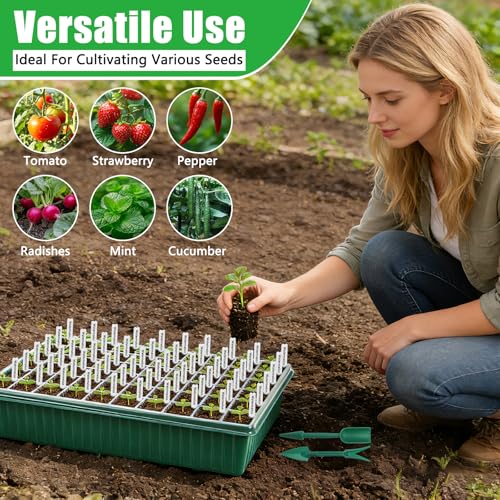 2 Set 120-Cell Seed Starter Tray with Grow Light, Self-Watering Seed Starter Kit with Humidity Dome, Adjustable Brightness Timed Seedling Starter Plant Germination Trays Indoor - size: 2pack