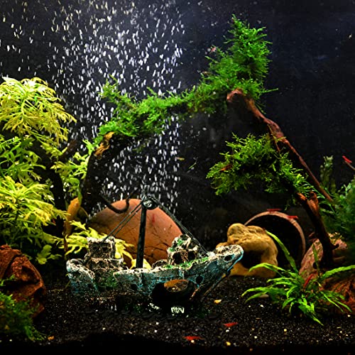 Raeasily Fish Tank Decoration Aquarium Accessories,Shipwreck Decor,Resin Material Sunken Ship Decorations for Fish Favors, Multi, 10 * 10