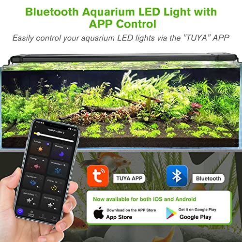 hygger 18W Smart Aquarium Light, Bluetooth LED Light with App Control, Full Spectrum Fish Tank Light with 24/7 Lighting Cycle, 5 Modes, Adjustable Timer, for 12"-18" Freshwater Planted Tank - size: 18W (for 12-18 inch Tank)