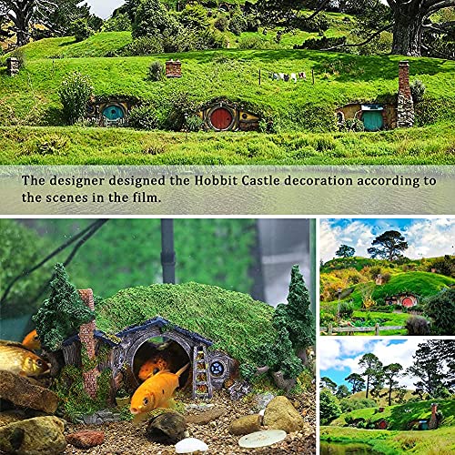 Hobbit Fish Tank Decorations Reptile House Hidden Hole Landscaping for Aquarium and Reptiles Decorations Mini Garden Decorating Two Sizes (L) - color: Hobbit-l