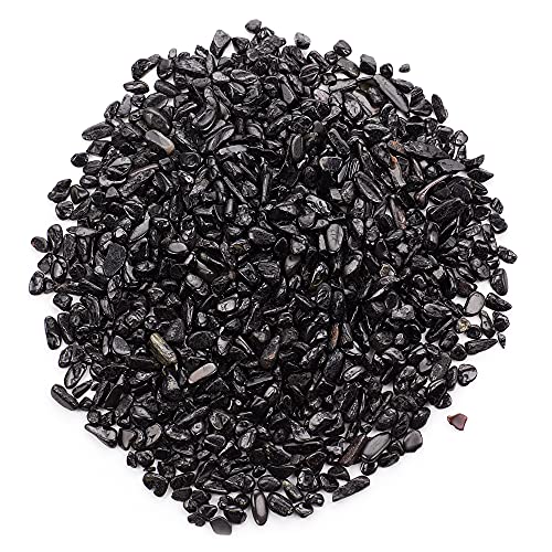 Cherry Tree Collection 1/2 Pound Polished Tumbled Gemstone Chips, Pebbles, Crystal Chips Bulk for Jewelry Making, Healing, Plants, Succulents, Aquariums, Decoration, Chakra (Black Tourmaline) - color: Black Tourmaline